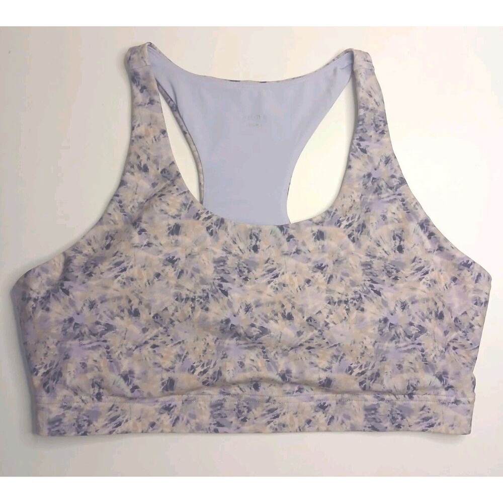 Calme Johnny Was Sports Bra Sz L Endurance Cosmic Purple Print Racer Back